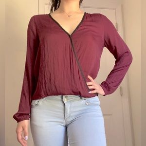 🍒🍒[F21] WINE RED SURPLICE TOP